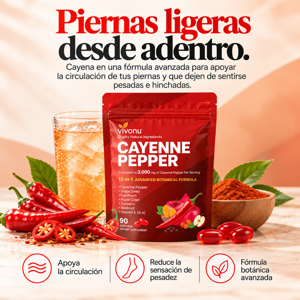 Cayenne Pepper™: apoya la circulación y piernas más ligeras