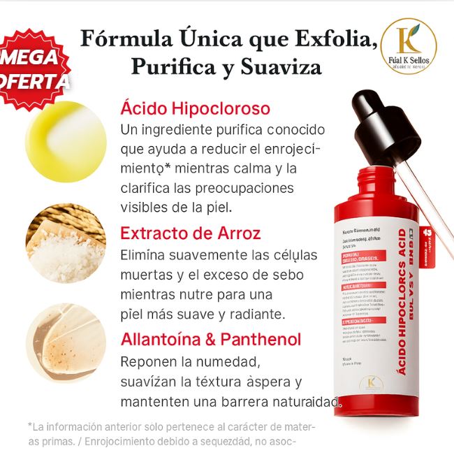 Hypochlorous Acid Peel™: Exfoliante líquido que purifica, ilumina y renueva la piel al instante.