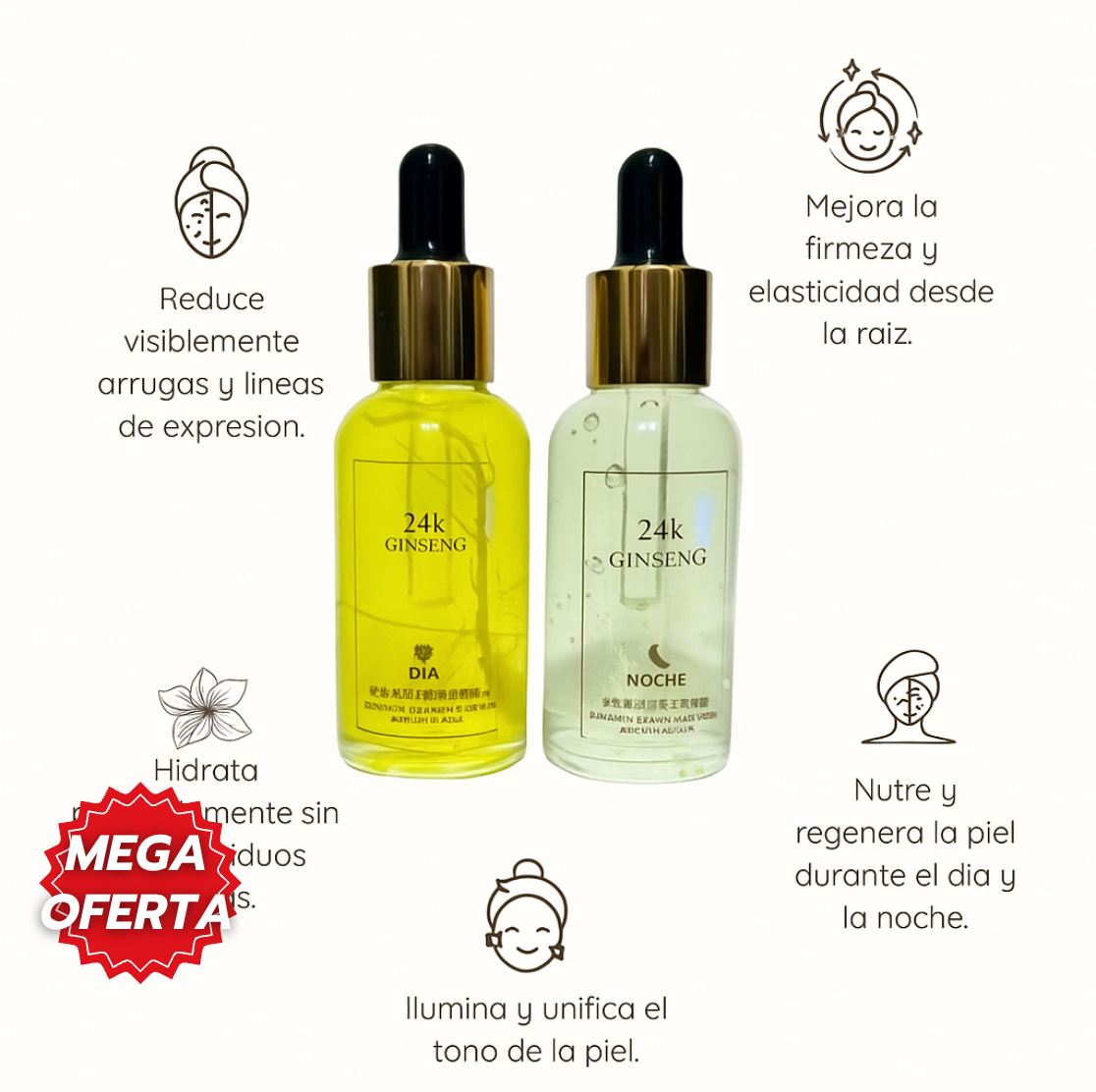 Oferta Especial 2x1 Duo Ginseng™: Sérum Día & Noche que despierta, repara y da nueva vida a tu piel cansada.