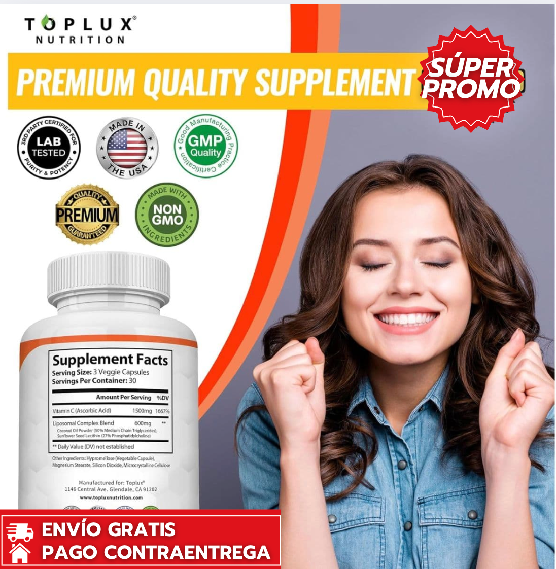 Liposomal Vitamin C™: Vitamina C de alta absorción para más energía, mejor inmunidad y piel más luminosa.