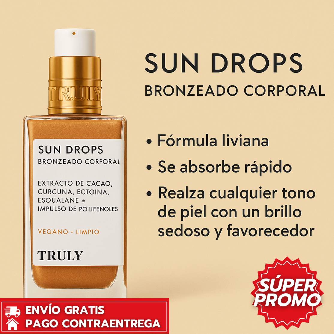 Truly Sun Drops™: Bronceador ligero que deja un brillo dorado y radiante.