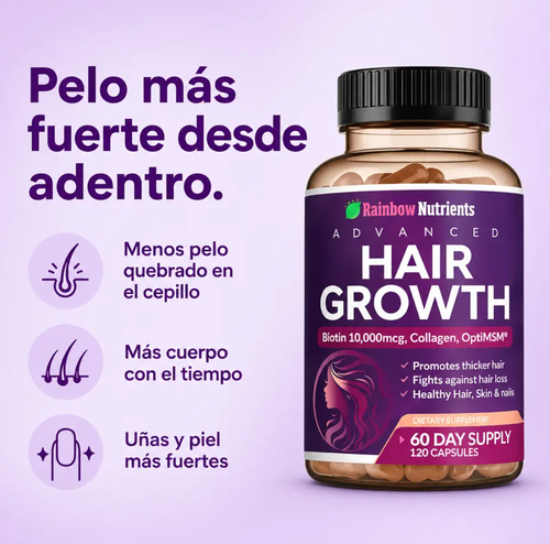 Hair Growth: biotina 10.000 mcg y colágeno para tu pelo