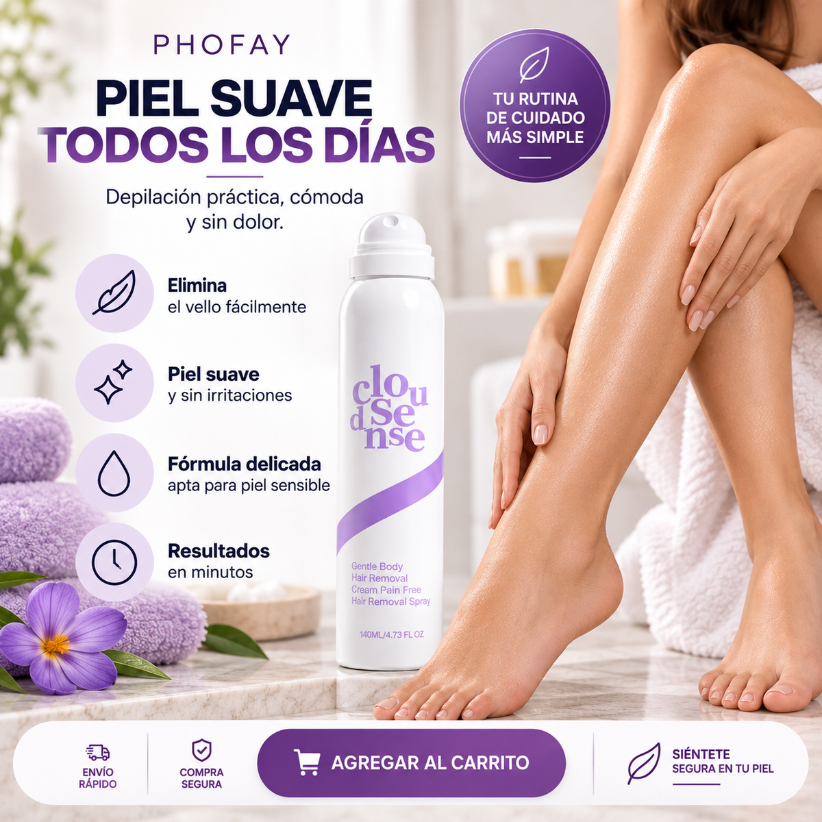CLOUDSENSE™:Sin cuchilla. Sin ardor. Sin puntos rojos