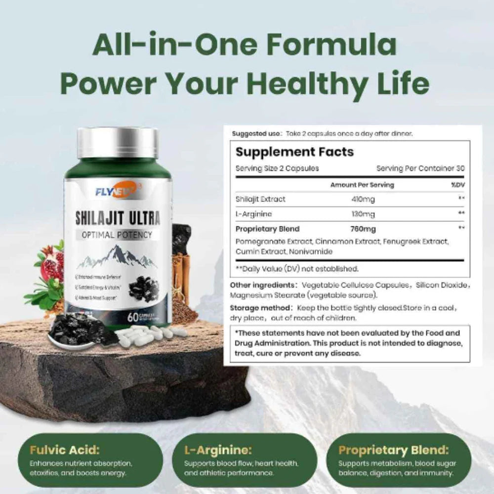 Shilajit Ultra™: Suplemento natural que potencia energía, enfoque y rendimiento con una fórmula avanzada de extractos premium.