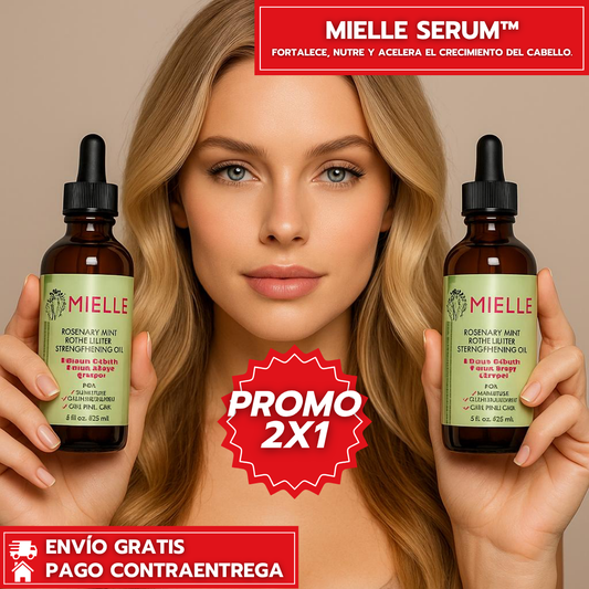 Oferta Especial 2x1 Mielle Serum™: Fortalece, nutre y acelera el crecimiento del cabello.