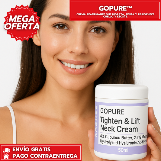 GoPure™: Crema reafirmante que hidrata, tensa y rejuvenece cuello y escote.