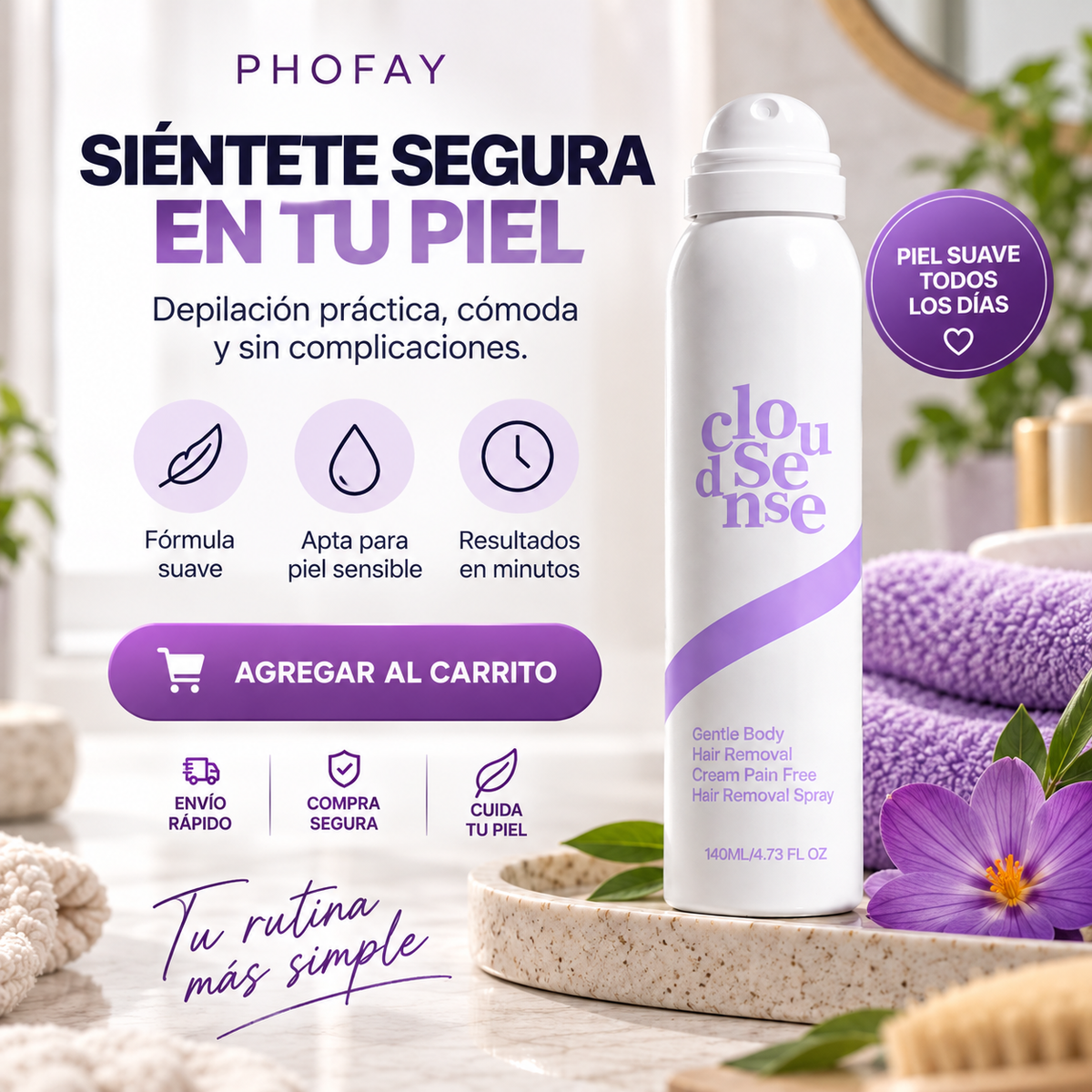 CLOUDSENSE™:Sin cuchilla. Sin ardor. Sin puntos rojos