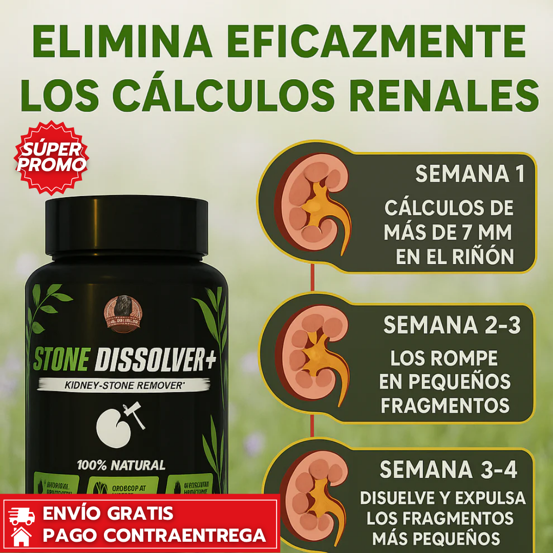 Oferta Especial 2x1 Stone Dissolver™: Suplemento Natural que Disuelve Cálculos y Limpia tus Riñones.