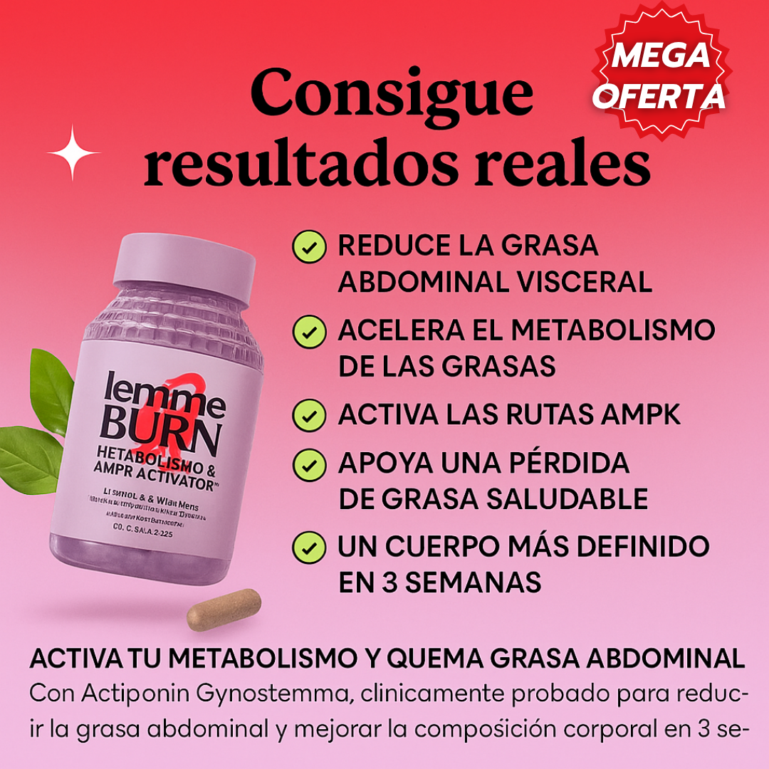 Lemme Burn™: Suplemento vegano para acelerar el metabolismo y quemar grasa abdominal.