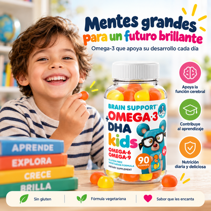 OMEGA KIDS DHA™: Apoyo nutricional para el desarrollo cerebral, la memoria y el aprendizaje de los niños.