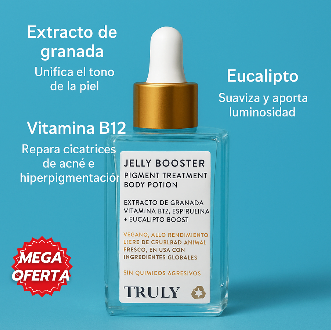 Truly Jelly Booster™: Suero Vegano Que Aclara Manchas, Repara Cicatrices y Aporta Luminosidad a la piel.