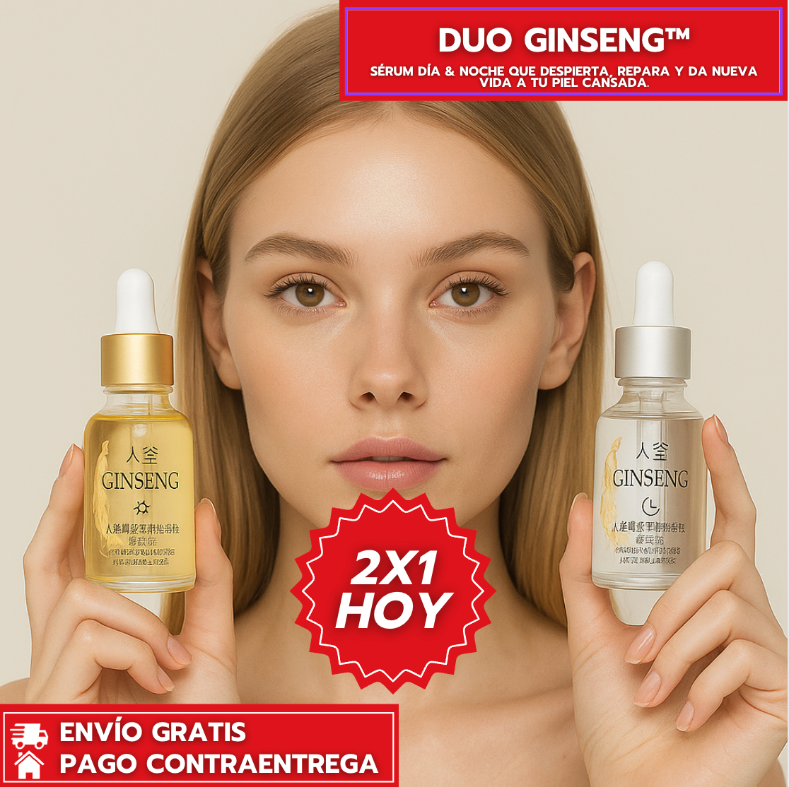 Oferta Especial 2x1 Duo Ginseng™: Sérum Día & Noche que despierta, repara y da nueva vida a tu piel cansada.