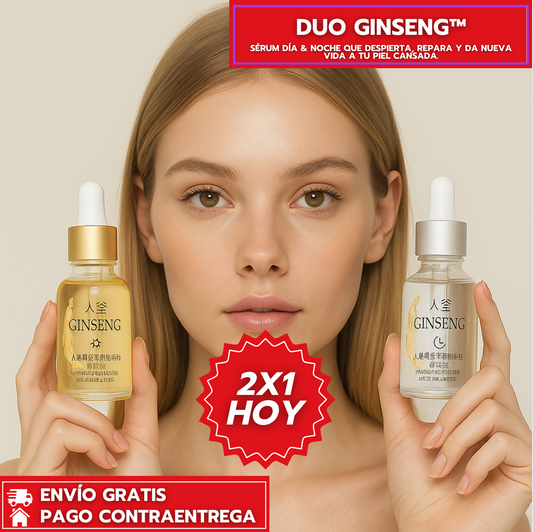 Oferta Especial 2x1 Duo Ginseng™: Sérum Día & Noche que despierta, repara y da nueva vida a tu piel cansada.