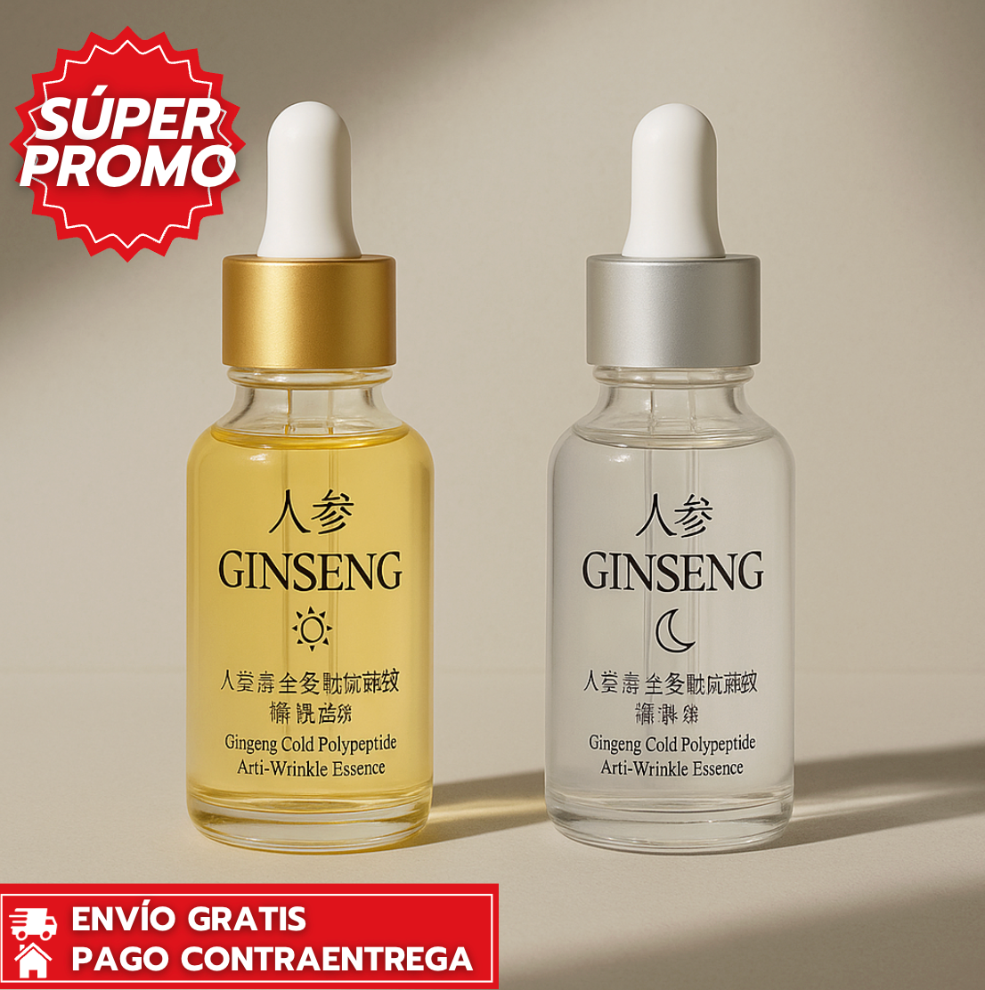 Oferta Especial 2x1 Duo Ginseng™: Sérum Día & Noche que despierta, repara y da nueva vida a tu piel cansada.
