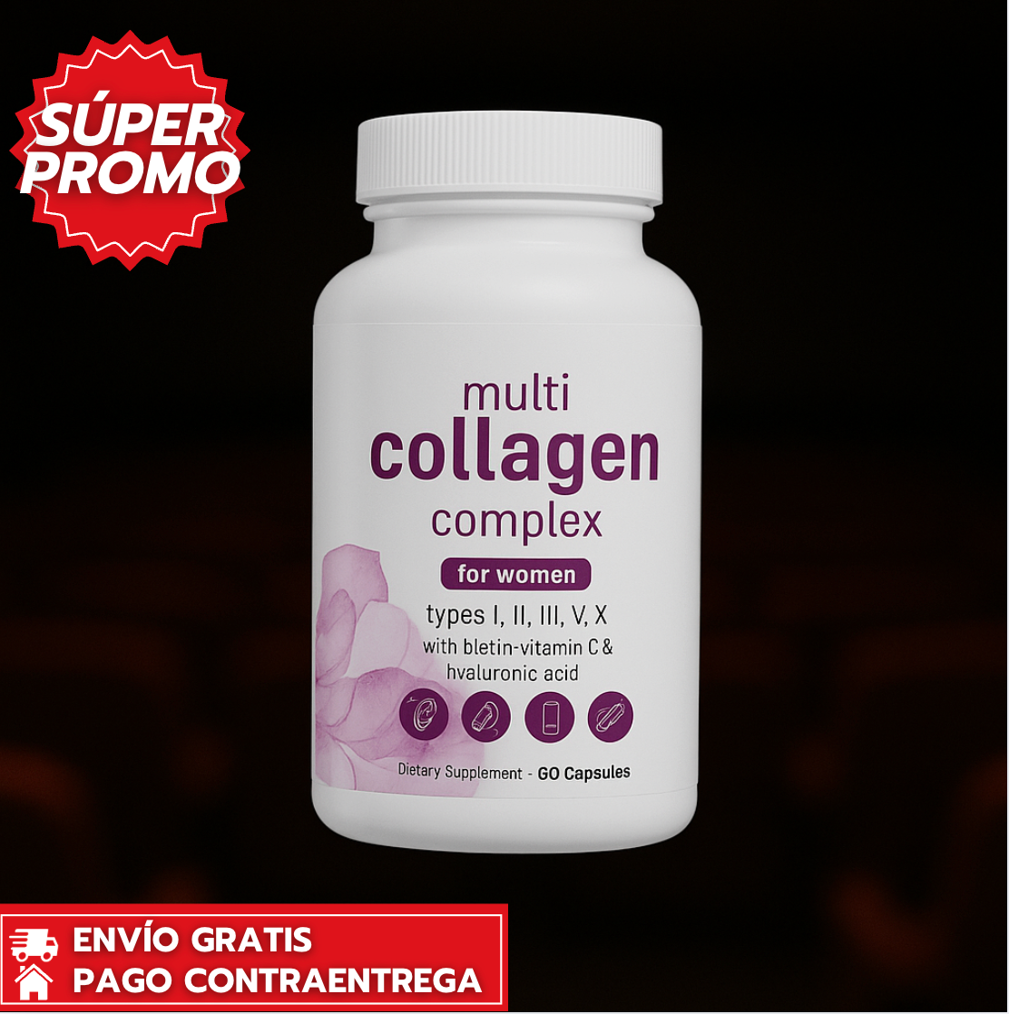 Multi Collagen Complex™: Suplemento con colágeno múltiple que rejuvenece piel, cabello y articulaciones.