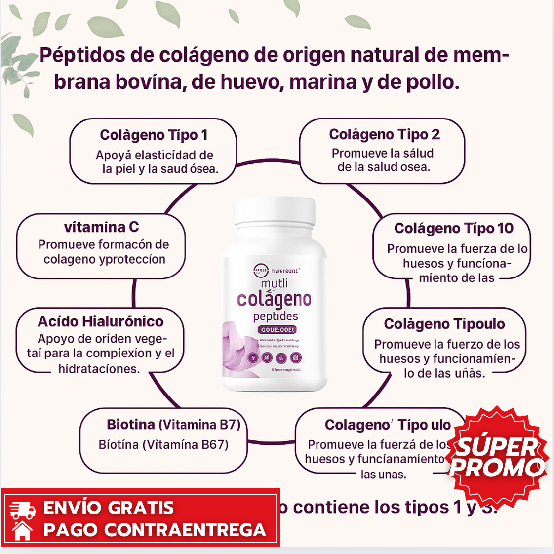 Multi Collagen Complex™: Suplemento con colágeno múltiple que rejuvenece piel, cabello y articulaciones.
