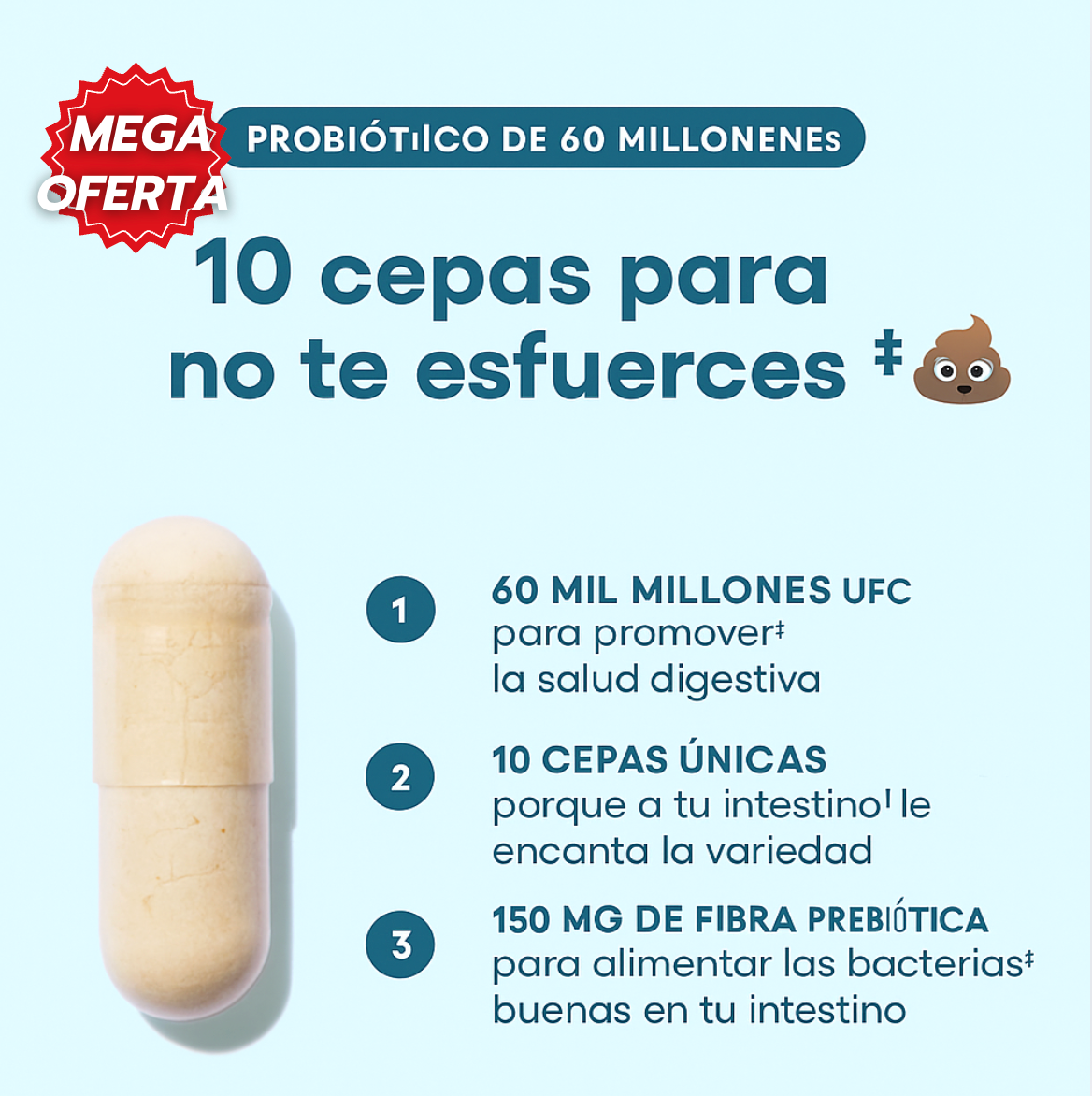 60 Billion Probiotic™: Probiótico femenino que equilibra tu flora íntima y refuerza tu bienestar natural.