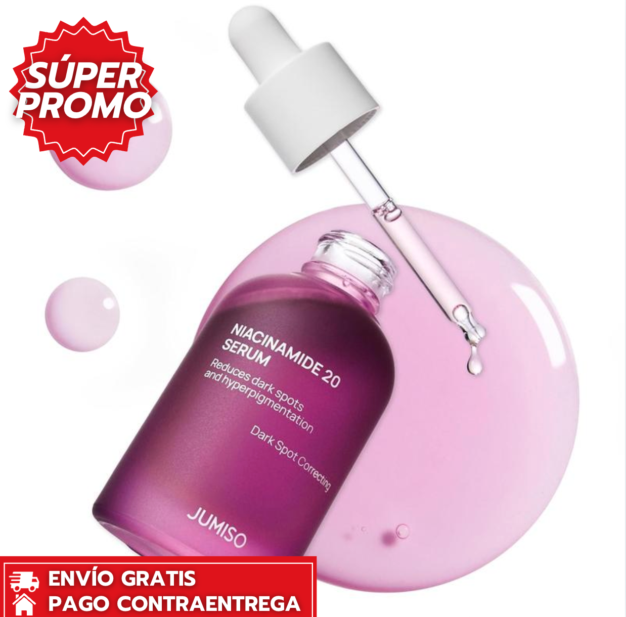 Jumiso Niacinamide™: Sérum facial avanzado con 20% de niacinamida y TXA que aclara manchas, reduce poros y deja la piel luminosa y uniforme.