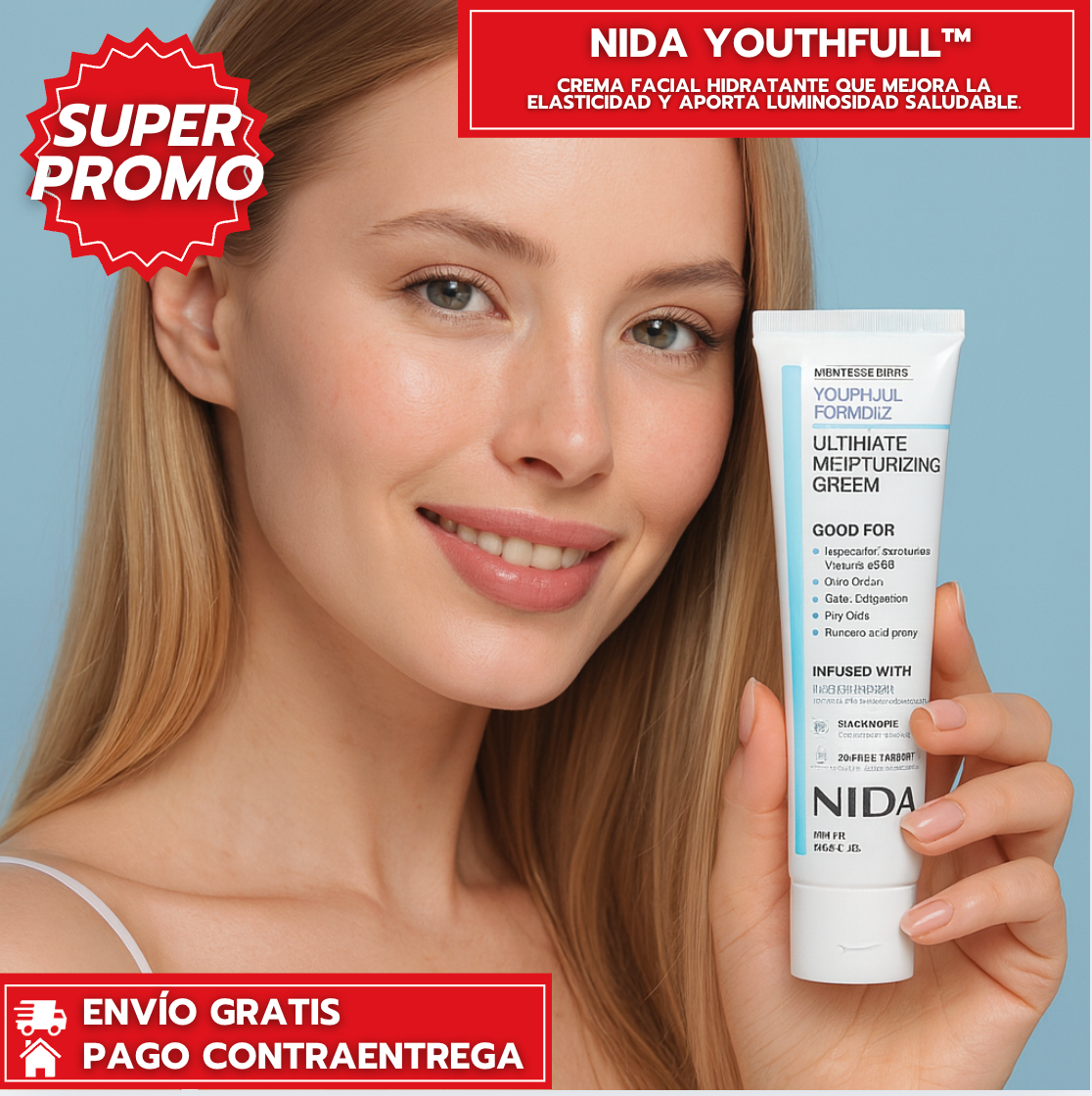Nida YouthFull™: Crema facial hidratante que mejora la elasticidad y aporta luminosidad saludable.