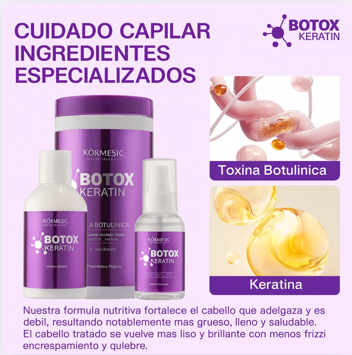 Kormesic Botox™: Hidratación y reparación instantánea del cabello.