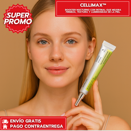 Cellimax™: Booster nocturno con retinal que mejora firmeza, textura y luminosidad de la piel.