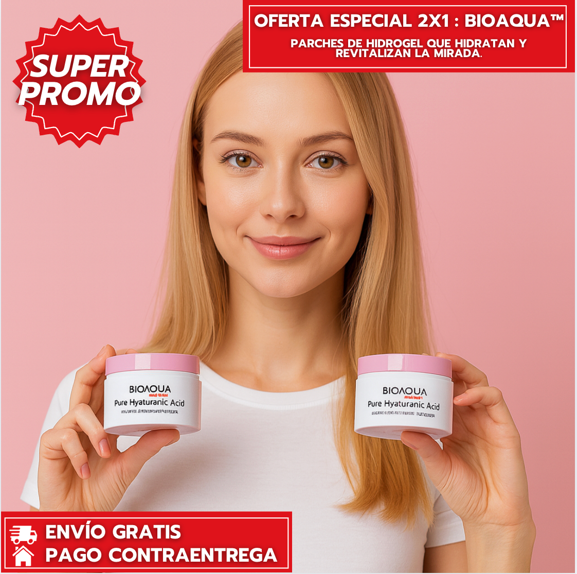 Oferta Especial 2x1 : Bioaqua™ : Parches de hidrogel que hidratan y revitalizan la mirada.