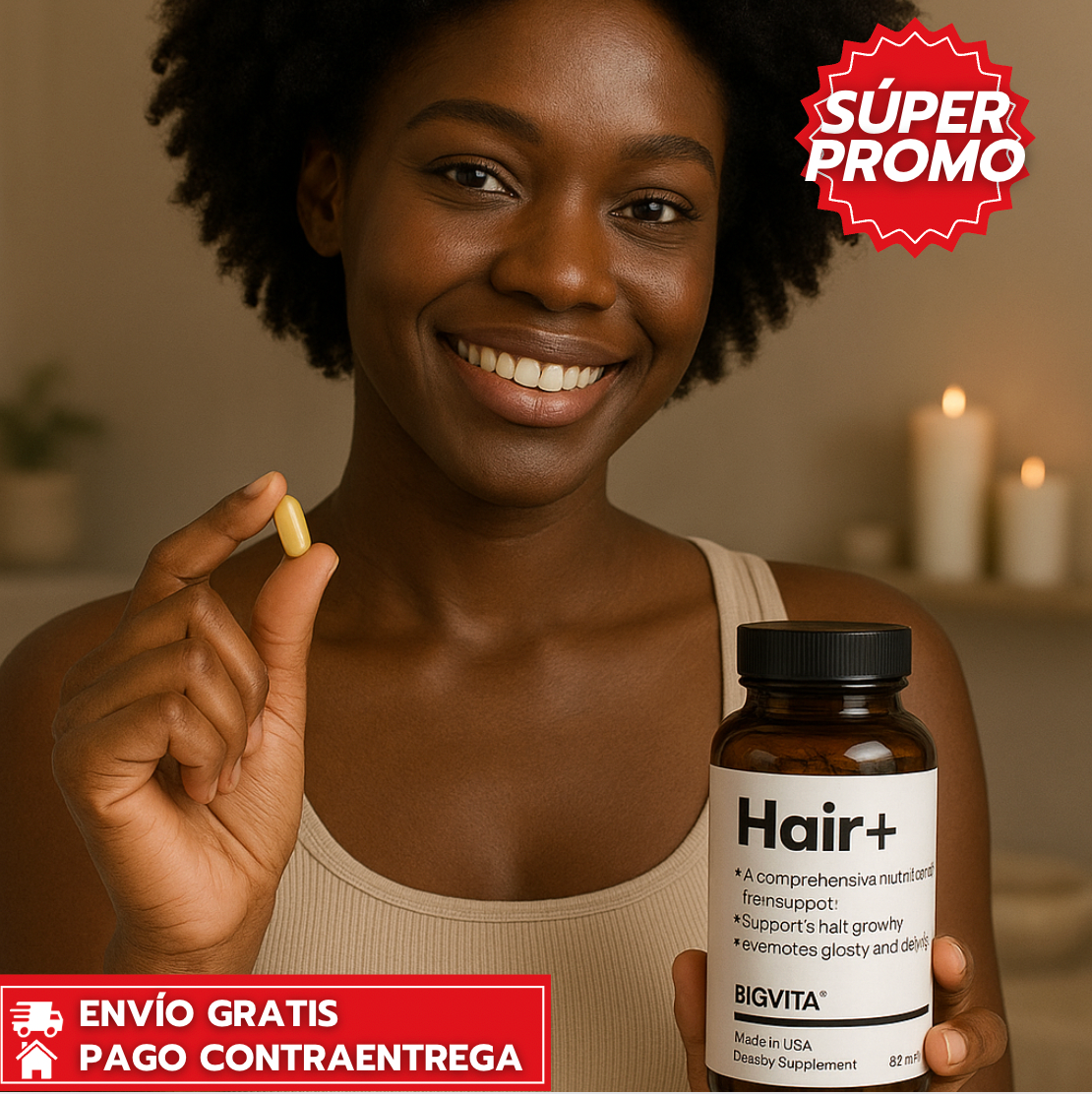 Hair+™ : Suplemento capilar que fortalece el crecimiento y mejora el brillo.