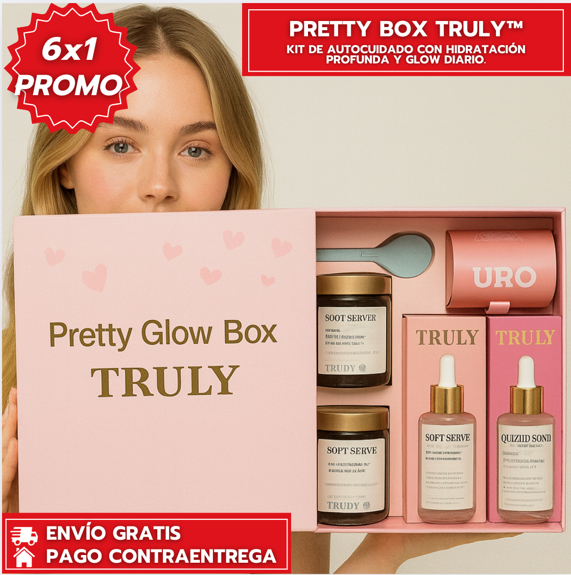 Oferta Especial 6X1: Pretty Glow Box™: Kit de autocuidado con hidratación profunda y glow diario.