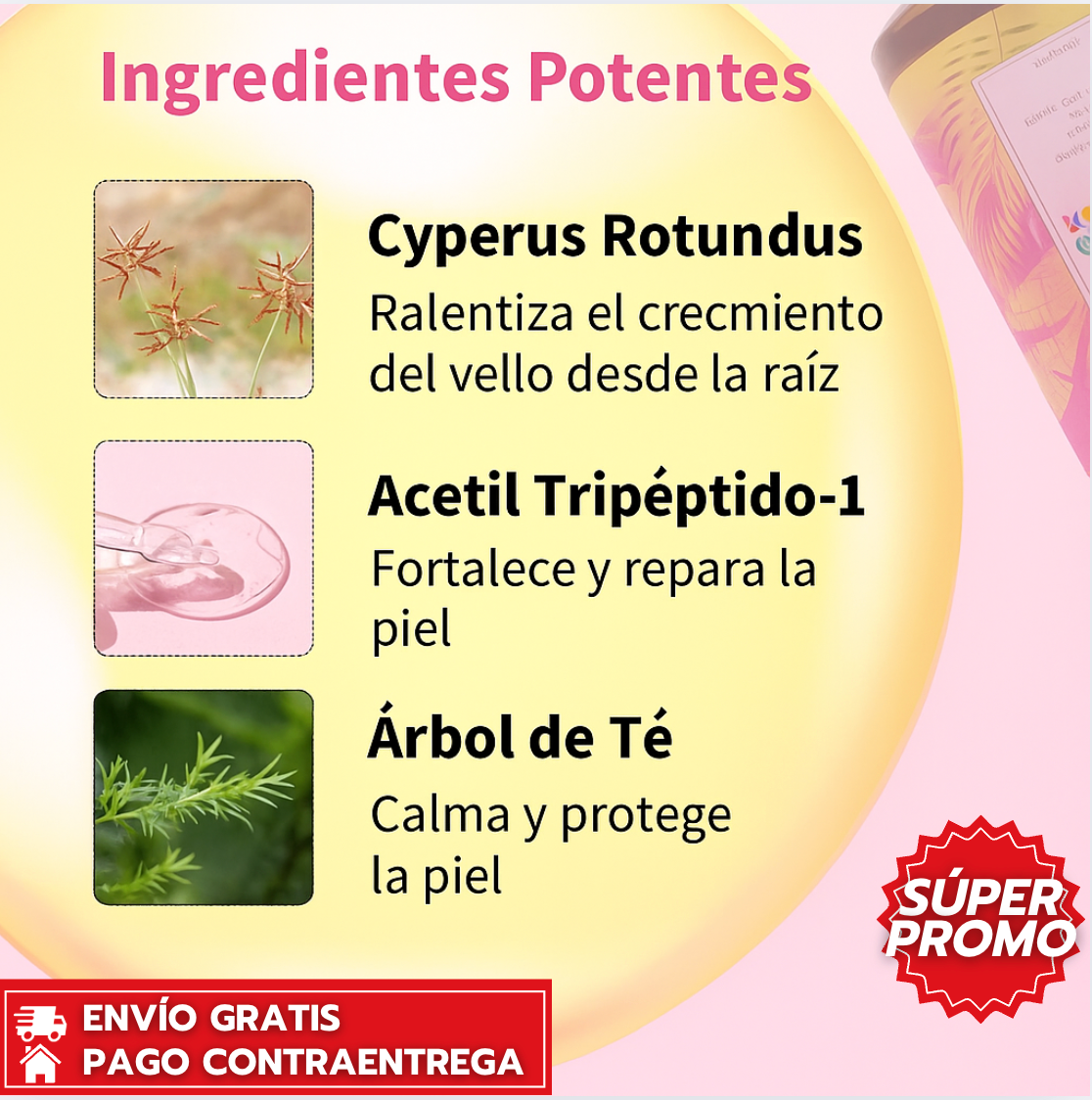 Oferta Especial 2x1 : Cyperus Rotundus Oil™: Aceite natural que reduce el crecimiento del vello y deja la piel suave y sedosa.