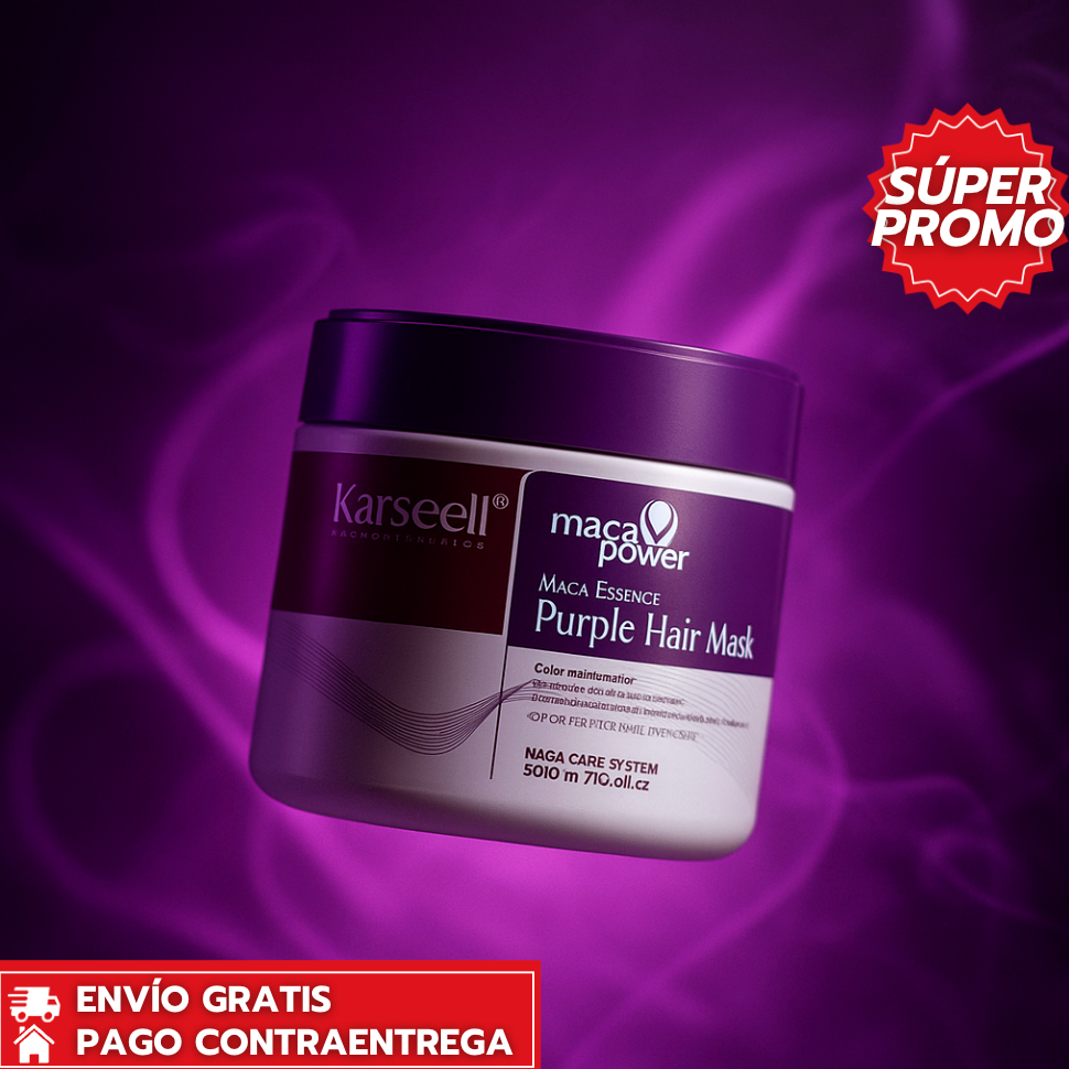 Karseell Purple Mask™: Mascarilla morada que elimina tonos amarillos y repara el cabello rubio.
