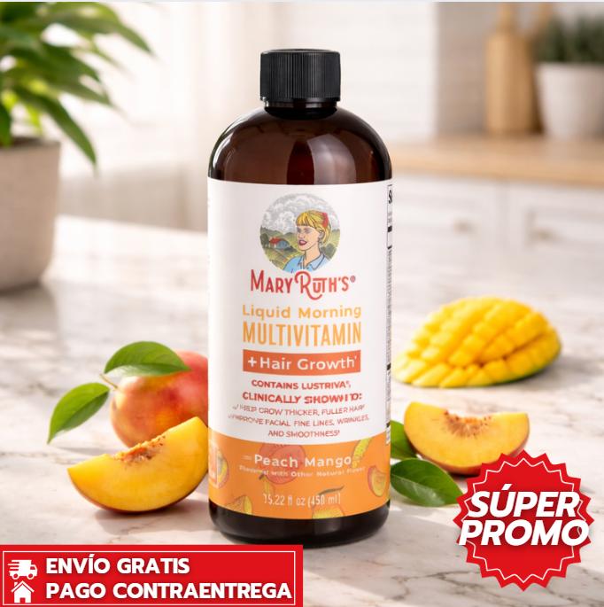 MaryRuth™: Multivitamina líquida para cabello fuerte y piel saludable.
