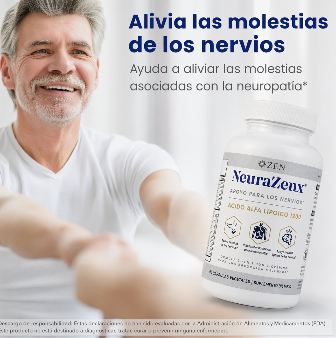NeuraZenx™: Apoya la salud nerviosa y alivia molestias con su fórmula 20 en 1.