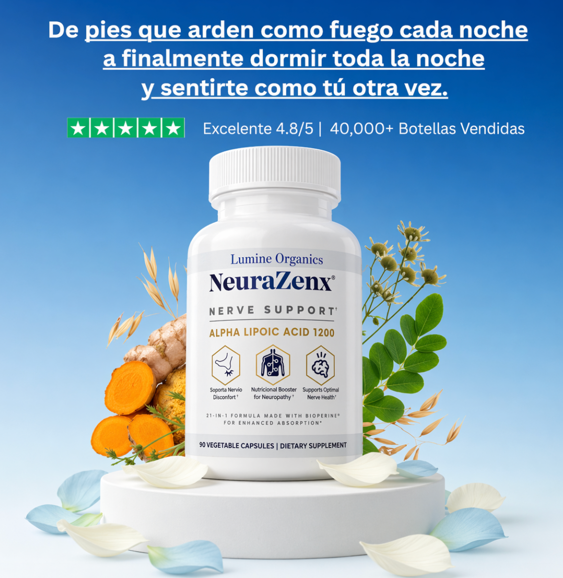 NeuraZenx™: Apoya la salud nerviosa y alivia molestias con su fórmula 20 en 1.