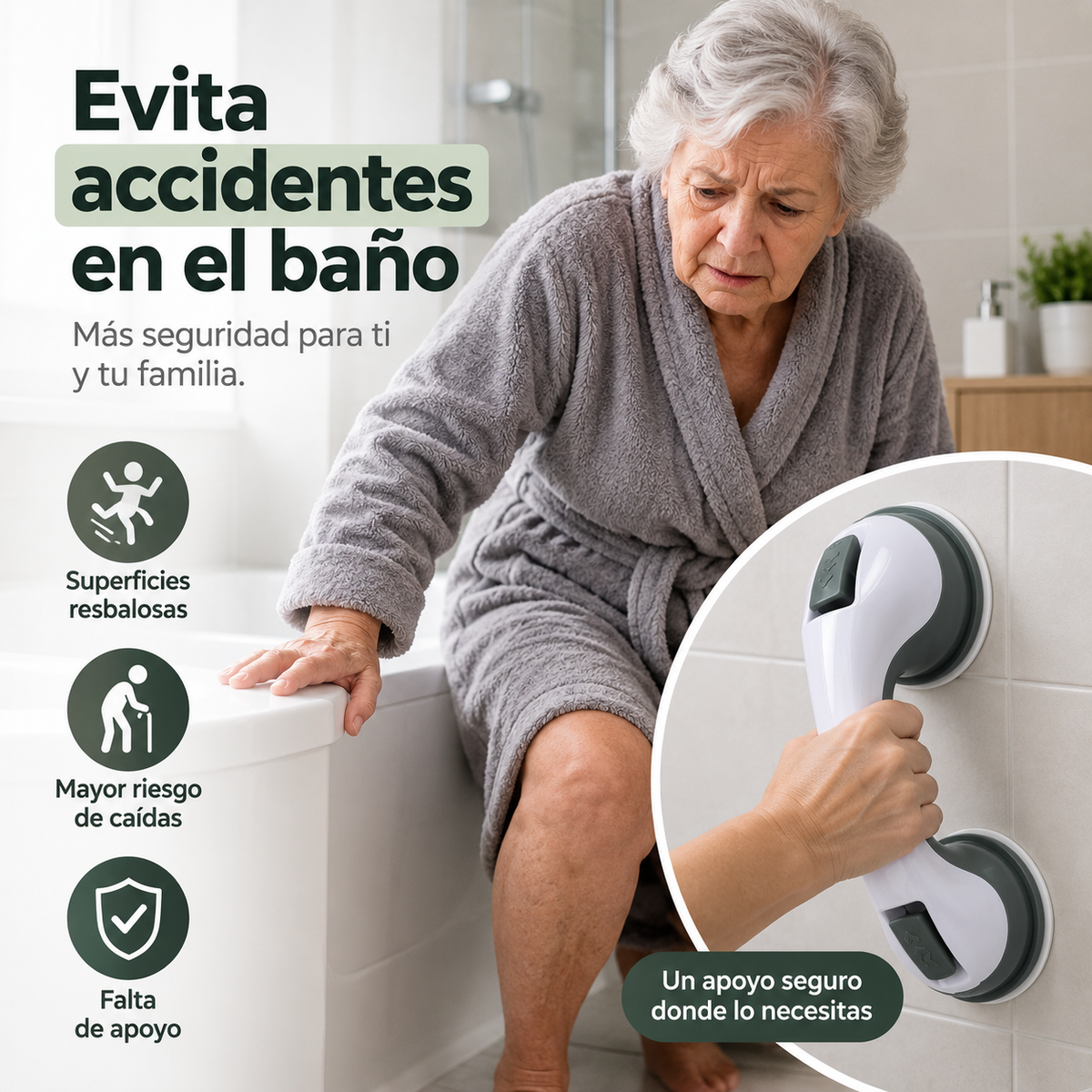 Barra de Seguridad™: Apoyo Seguro en Cada Paso, sin Taladrar tu Pared