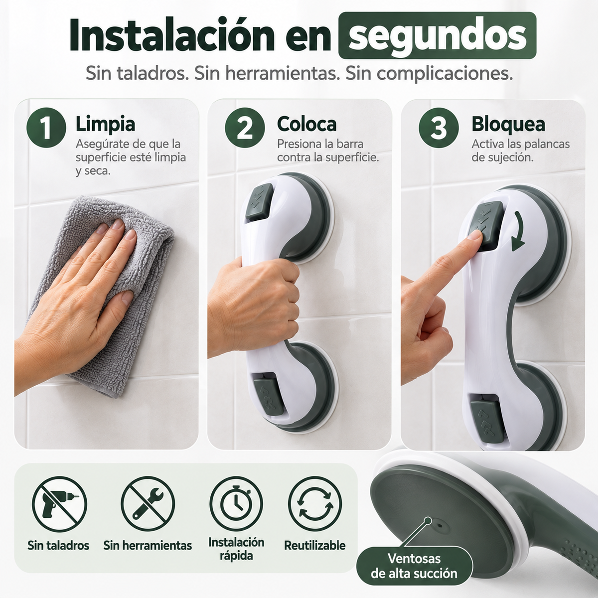 Barra de Seguridad™: Apoyo Seguro en Cada Paso, sin Taladrar tu Pared