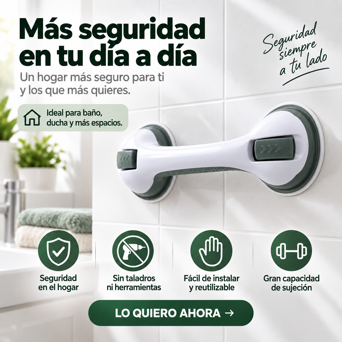 Barra de Seguridad™: Apoyo Seguro en Cada Paso, sin Taladrar tu Pared