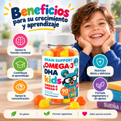 OMEGA KIDS DHA™: Apoyo nutricional para el desarrollo cerebral, la memoria y el aprendizaje de los niños.